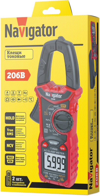 Клещи токовые 95 780 NMT-Cm-206B True RMS 600В/600А Navigator 95780