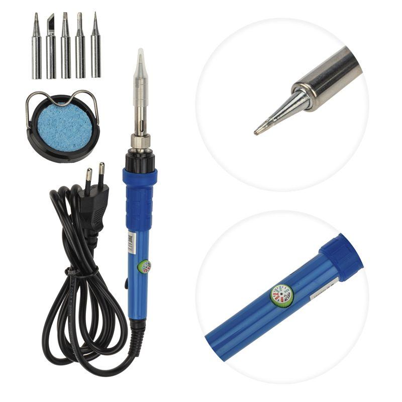 Паяльник керам. нагреватель 220-480град.C 220В/60Вт (подставка набор из 5 жал) Rexant 12-0614