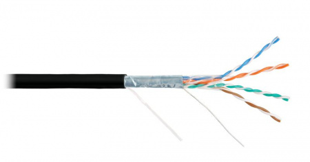 Кабель F/UTP 4 пары кат.5e (класс D) тест по ISO/IEC 100МГц ож BC (чистая медь) 24AWG (0.5мм) внутр./внеш. LSZH -40С нг(А)-HFLTx черн. (уп.305м) NIKOLAN NKL 4200C-BK