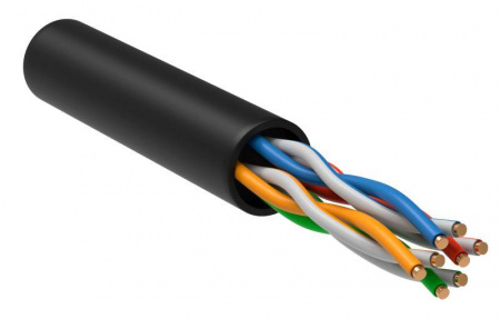 Кабель витая пара U/UTP кат.5e 4х2х24AWG solid CU LDPE OUTDOOR GENERICA трос черн. 305м (м) ITK BC3-C5E04-139-305-G