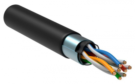 Кабель витая пара F/UTP кат.5e 4х2х24AWG solid CU LDPE OUTDOOR GENERICA черн. 305м (м) ITK BC3-C5E04-339-305-G