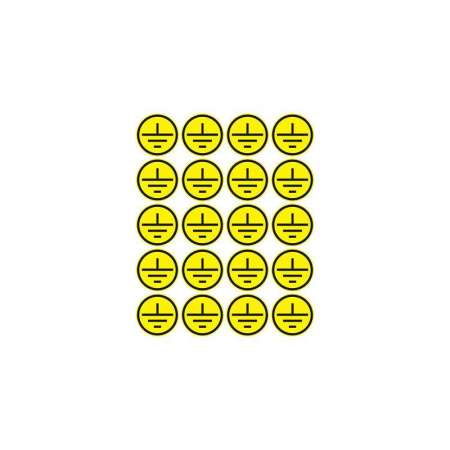 Наклейки знаки электробезопасности "Заземление" d20мм Rexant (20шт на листе) 56-0010