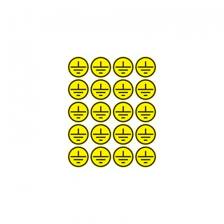 Наклейка знак электробезопасности "Заземление" d20мм (20шт на листе) Rexant 56-0010