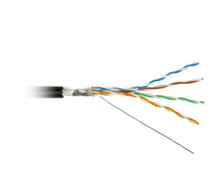 Кабель витая пара F/UTP кат.5e 4х2х24AWG solid PE OUTDOOR FUTP4-C5E-S24-OUT-PE-BK-500 черн. 500м (м) Hyperline 49110