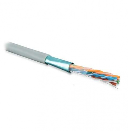 Кабель витая пара F/UTP кат.5e 4х2х24AWG solid LSZH FUTP4-C5E-S24-IN-LSZH-GY-305 сер. (уп.305м) Hyperline 45788